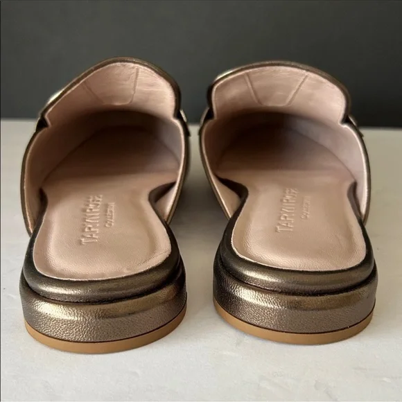 Taryn Rose metallic bronze leather slip-on mules with gold-tone hardware - Picture 6 of 11